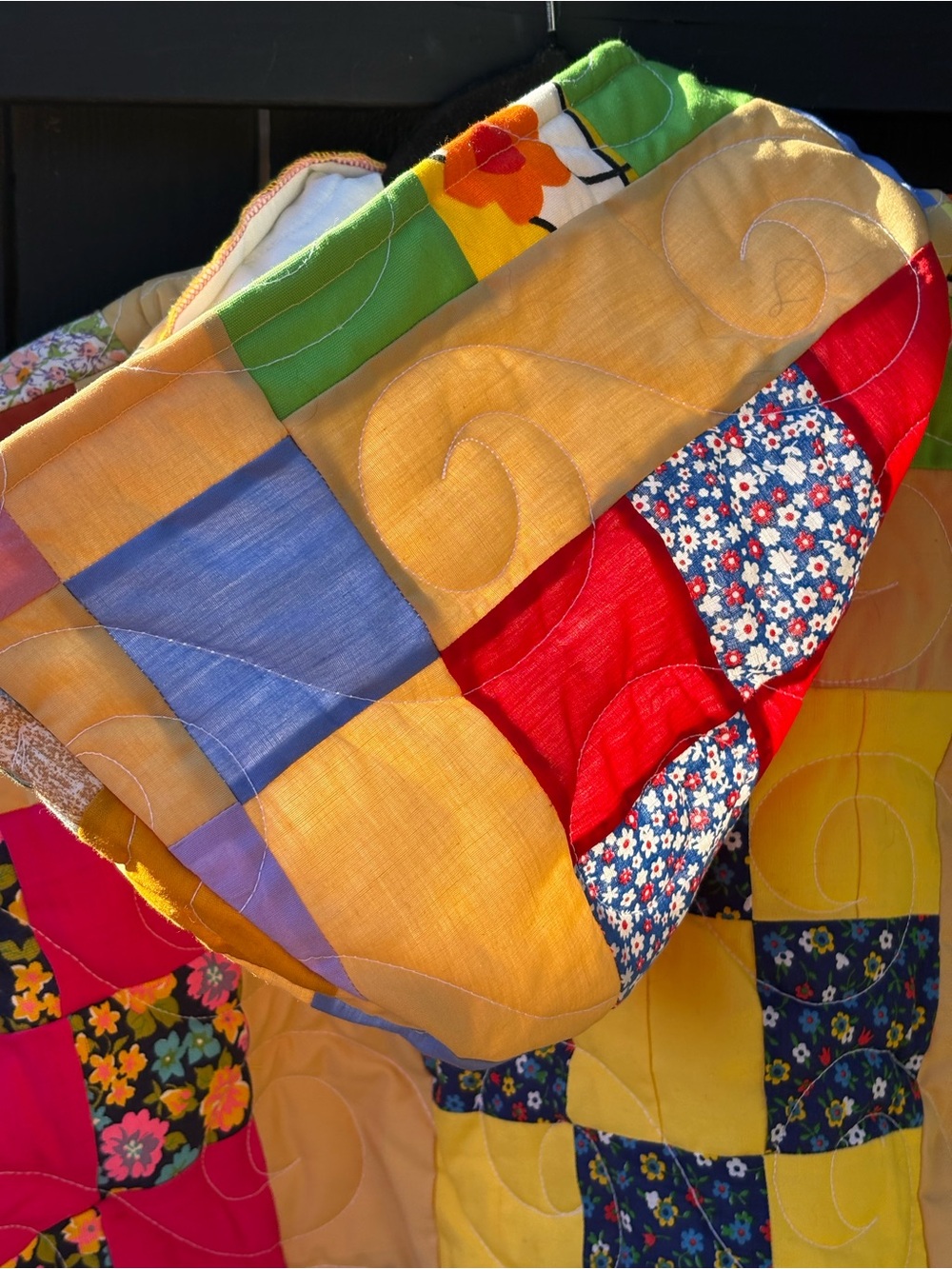 Colorful Patchwork Womans Hooded Jacket, upcycled - Picture 11 of 14